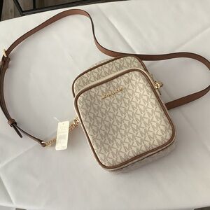 Michael Kors Beige and Brown Crossbody Bag
